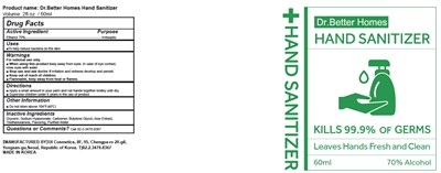 03 Dr.better Homes Hand Sanitizer 60ml Label